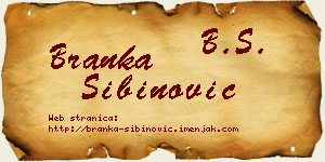 Branka Sibinović vizit kartica